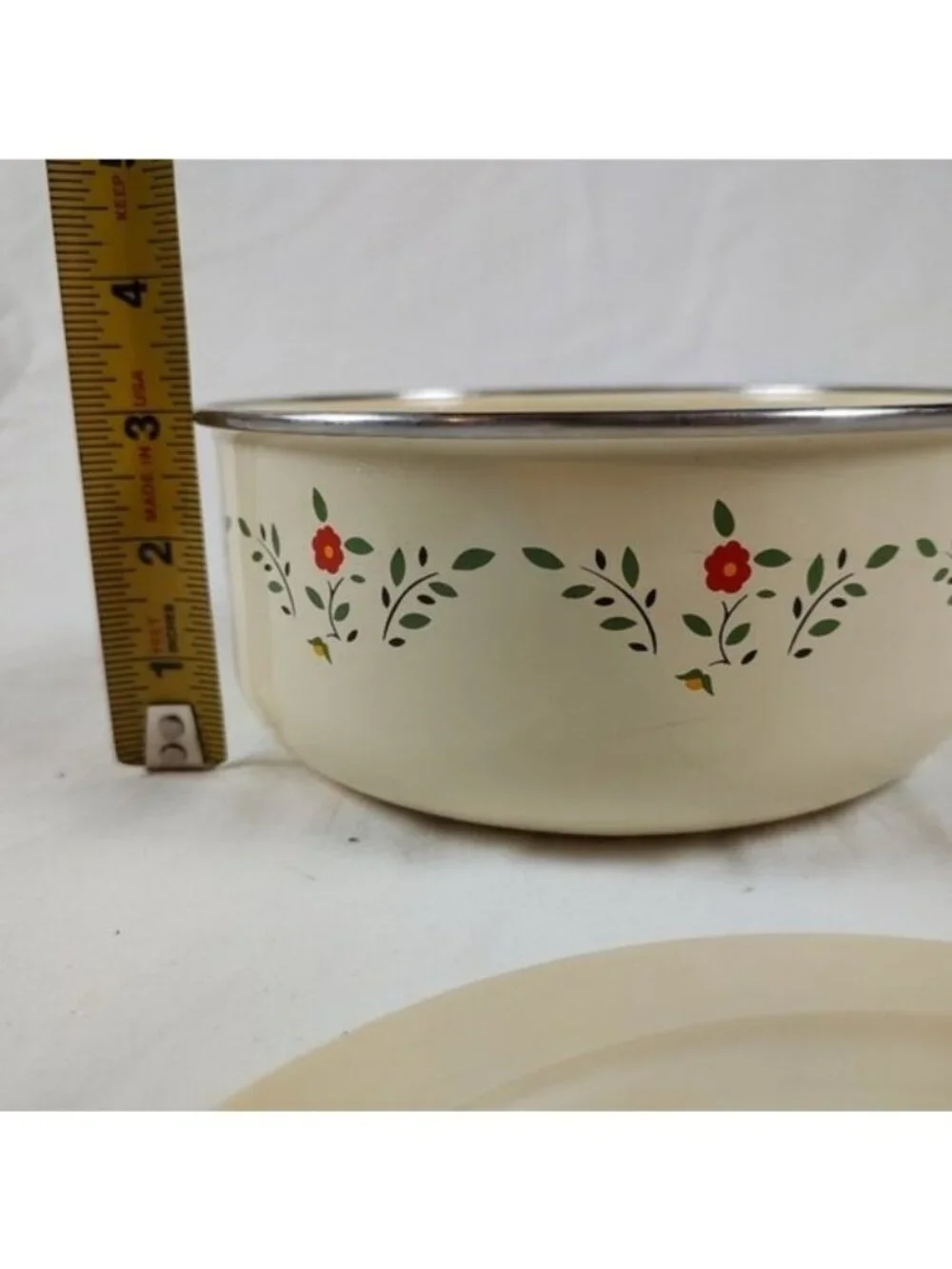 Vintage Kobe JC Penney Floral Enamel Coated Bowls Set of 2
